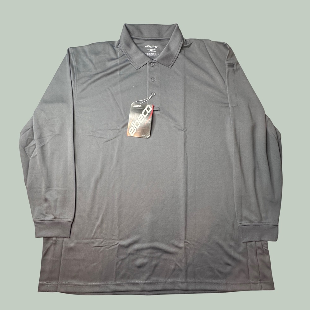 Elbeco Polo Shirt Mens 2XL Ufx Tactical K5148 Grey Long Sleeve Performance NEW